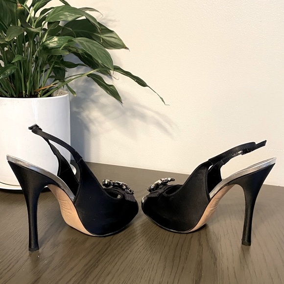 💕 DSQUARED2 Gemstone Crystals Embellished Black Italy Stiletto High Heels Sz 7 - Picture 8 of 16